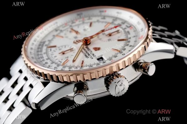 Swiss Grade Breitling Navitimer 1 Chronograph KOR A7750 Copy Watch Rose Gold Bezel White Dial Swiss Grade Breitling Navitimer 1 Chronograph KOR A7750 Copy Watch Rose Gold Bezel White Dial