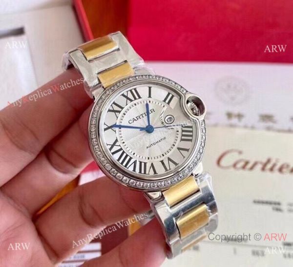 Copy Cartier Ballon Bleu Couple Watches Two Tone Diamond Automatic Movement Copy Cartier Ballon Bleu Couple Watches Two Tone Diamond Automatic Movement
