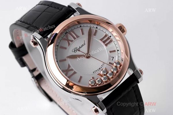 AF Factory 1:1 Replica Chopard Happy Sport Watch Rose Gold Bezel 36mm Size AF Factory 1:1 Replica Chopard Happy Sport Watch Rose Gold Bezel 36mm Size
