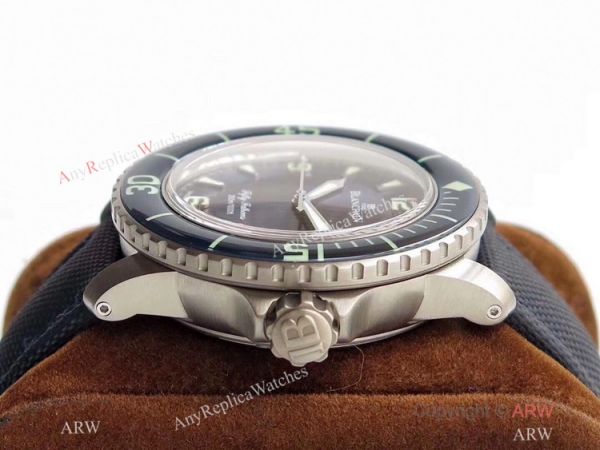ZF Factory Swiss Replica Blancpain Fifty Fathoms Watch Blue Dial Leather Strap ZF Factory Swiss Replica Blancpain Fifty Fathoms Watch Blue Dial Leather Strap