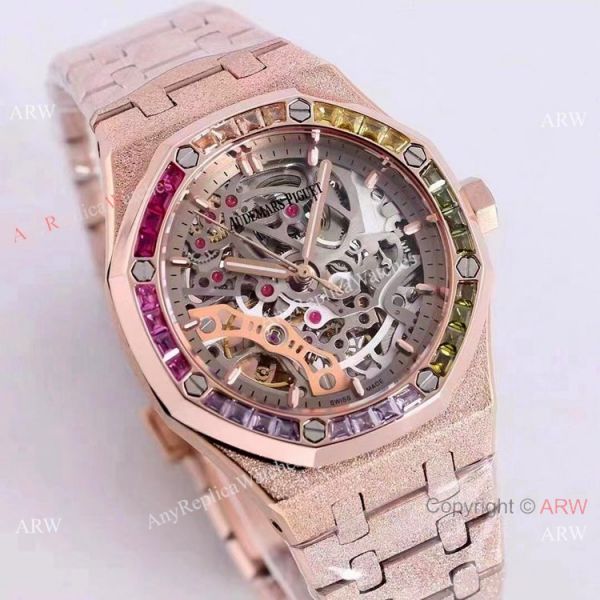 New Copy Audemars Piguet Royal Oak Lady Watches Frosted Gold Skeleton Face 37mm New Copy Audemars Piguet Royal Oak Lady Watches Frosted Gold Skeleton Face 37mm