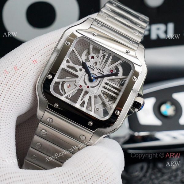 (TW ) Best Skeleton Cartier Santos Stainless Steel Watch For Men High End Replica (TW ) Best Skeleton Cartier Santos Stainless Steel Watch For Men High End Replica
