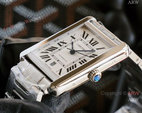 V9 Factory Faux Cartier Tank Automatic Mens Watch Stainless Steel With White Dial V9 Factory Faux Cartier Tank Automatic Mens Watch Stainless Steel With White Dial