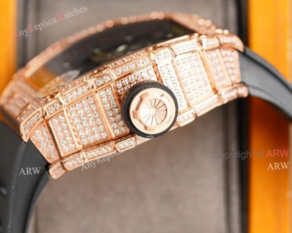 (RM Factory) Rose Gold Richard Mille RM35-01 Replica Watch With Diamonds (RM Factory) Rose Gold Richard Mille RM35-01 Replica Watch With Diamonds