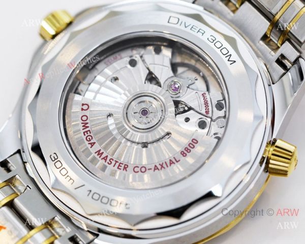 2021 Latest Swiss Omega Seamaster Diver 300M OR Factory 8800 Watch Two Tone Blue Ceramic Bezel 2021 Latest Swiss Omega Seamaster Diver 300M OR Factory 8800 Watch Two Tone Blue Ceramic Bezel