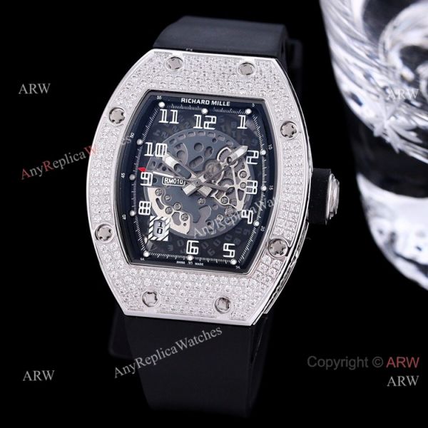 High End Replica Richard Mille Rm010 Diamonds Watch Red Rubber Band High End Replica Richard Mille Rm010 Diamonds Watch Red Rubber Band