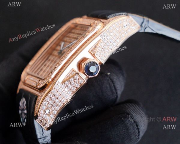 Iced Out Cartier Santos 100 Replica Watches Automatic High End Replica Iced Out Cartier Santos 100 Replica Watches Automatic High End Replica