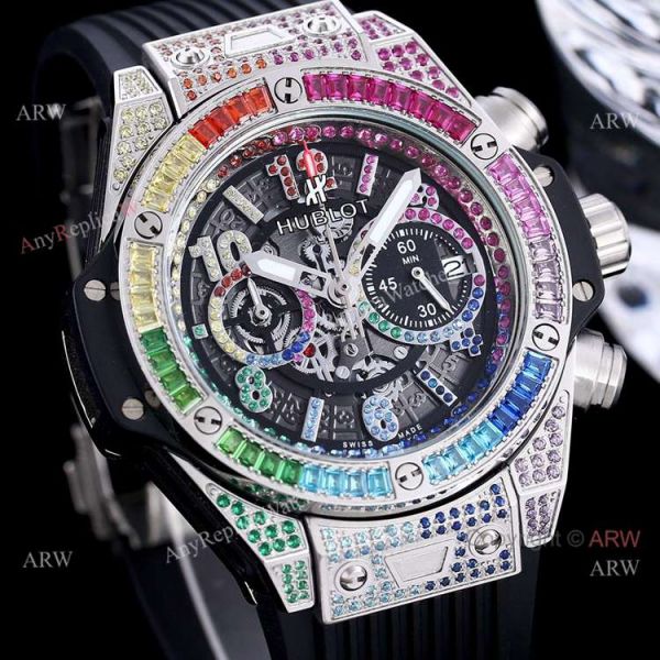 Quartz Hublot Big Bang Unico Rainbow 45mm Diamond Watch High Copy For Men Quartz Hublot Big Bang Unico Rainbow 45mm Diamond Watch High Copy For Men