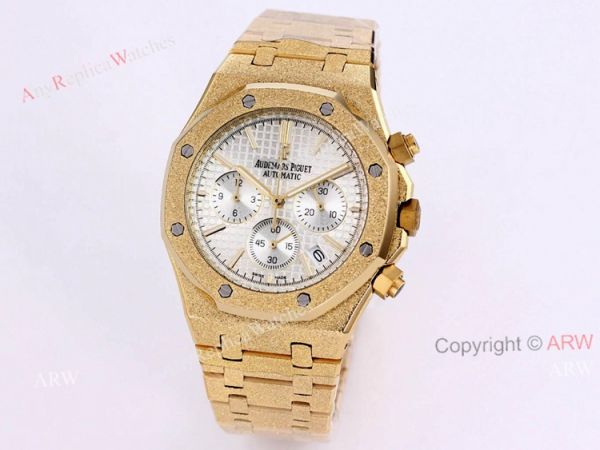 New Audemars Piguet Royal Oak Frosted Gold 41mm Green Dial Chronograph Watch Replica New Audemars Piguet Royal Oak Frosted Gold 41mm Green Dial Chronograph Watch Replica