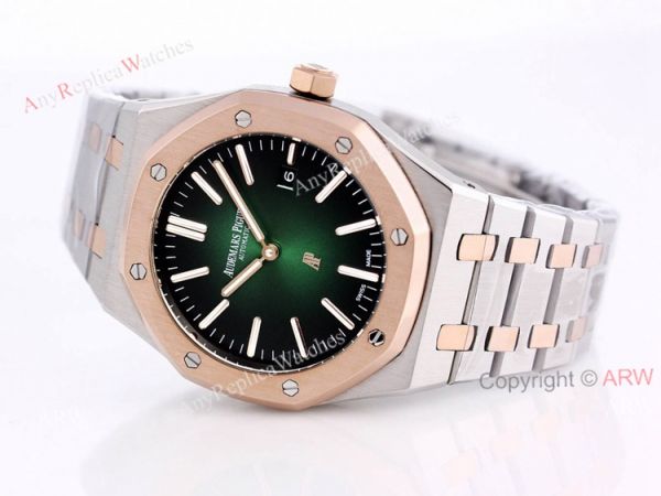 New Audemars Piguet Royal Oak 41 Rose Gold Green Dial Knockoff Watch Automatic New Audemars Piguet Royal Oak 41 Rose Gold Green Dial Knockoff Watch Automatic