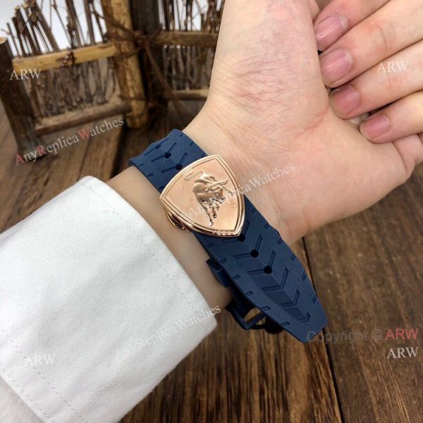 Quartz Tonino Lamborghini 124bbr Spyder 47mm Rose Gold Blue Rubber Band Knockoff Watch Quartz Tonino Lamborghini 124bbr Spyder 47mm Rose Gold Blue Rubber Band Knockoff Watch