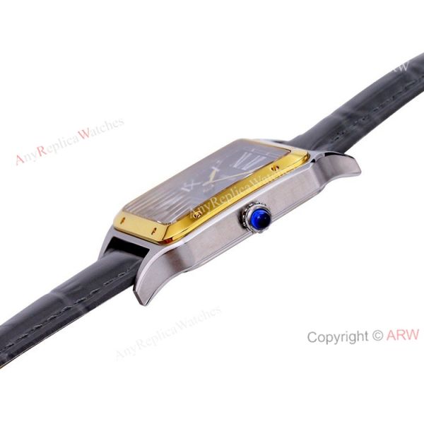 Buy The Best Cartier Santos Dumont Couple Watches Grey Dial Grey Leather Strap Replica Buy The Best Cartier Santos Dumont Couple Watches Grey Dial Grey Leather Strap Replica