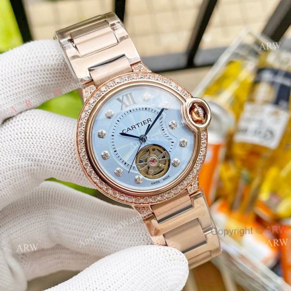 Replica Ladies Cartier Ballon Bleu Tourbillon 36mm Ice Blue Dial Watch With Diamonds Replica Ladies Cartier Ballon Bleu Tourbillon 36mm Ice Blue Dial Watch With Diamonds