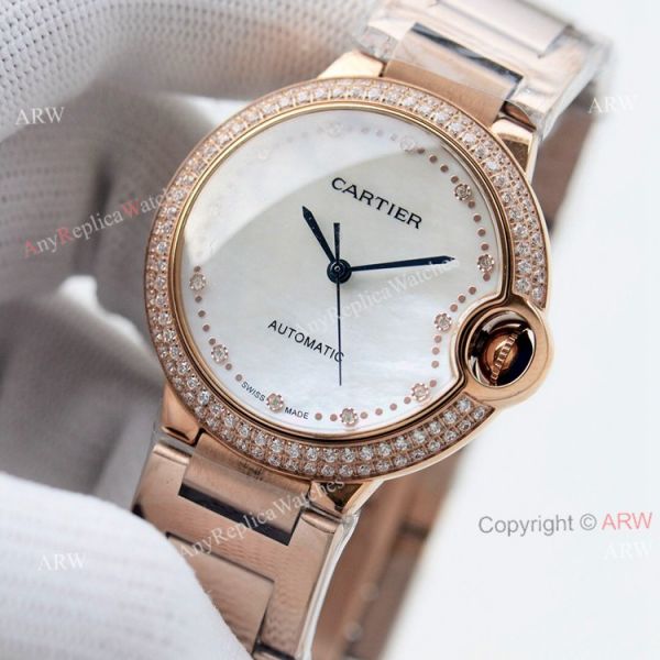 Swiss Quality Cartier Ballon Bleu 36mm White Mop Dial Stainless Steel Copy Watch With Diamonds Swiss Quality Cartier Ballon Bleu 36mm White Mop Dial Stainless Steel Copy Watch With Diamonds