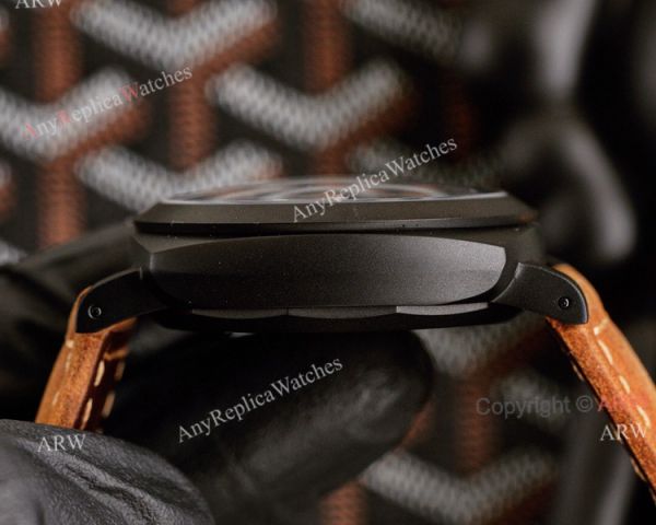 All Black Panerai Radiomir GMT Automatic Watch 45mm Brown Leather Strap High Copy All Black Panerai Radiomir GMT Automatic Watch 45mm Brown Leather Strap High Copy