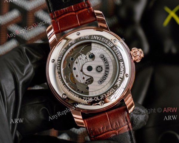 Automatic Montblanc Tourbillon Geosphere Rose Gold Replica Watch Brown Leather Strap For Men Automatic Montblanc Tourbillon Geosphere Rose Gold Replica Watch Brown Leather Strap For Men