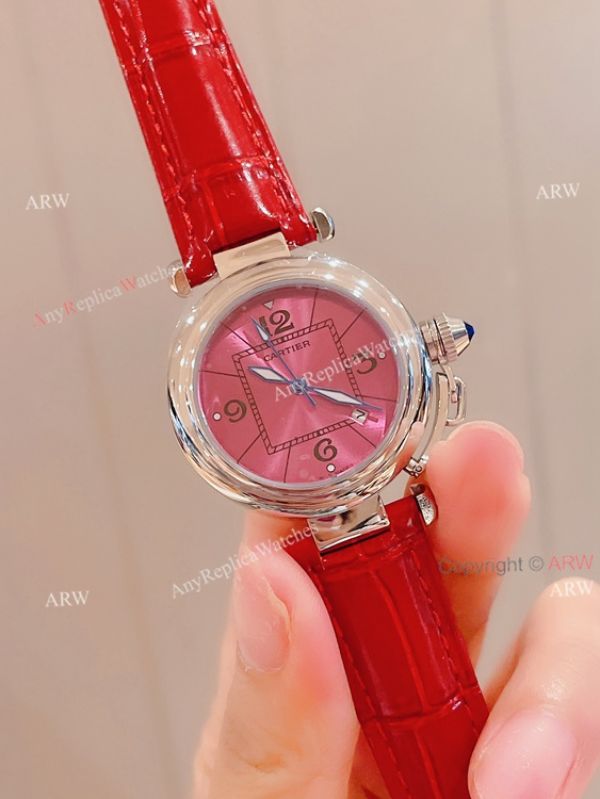 Knockoff Ladies Cartier Pasha Watch Fuchsia Dial Fuchsia Leather Strap Knockoff Ladies Cartier Pasha Watch Fuchsia Dial Fuchsia Leather Strap