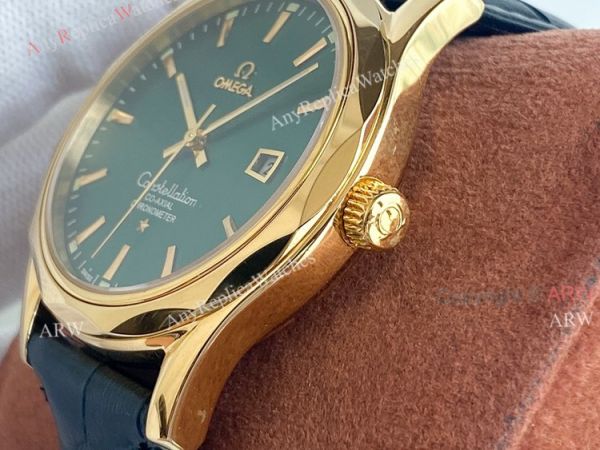 Copy Omega Constellation Silver Dial Yellow Gold Case Brown Leather Strap Men Watch Copy Omega Constellation Silver Dial Yellow Gold Case Brown Leather Strap Men Watch