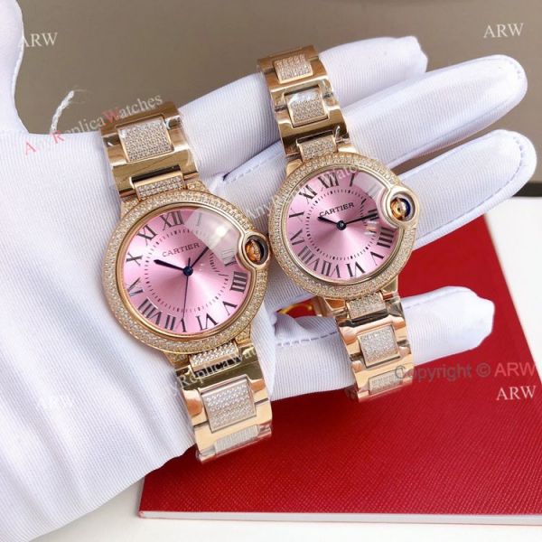 Ladies Cartier Ballon Bleu Pink Face Replica Watches With Diamonds Ladies Cartier Ballon Bleu Pink Face Replica Watches With Diamonds