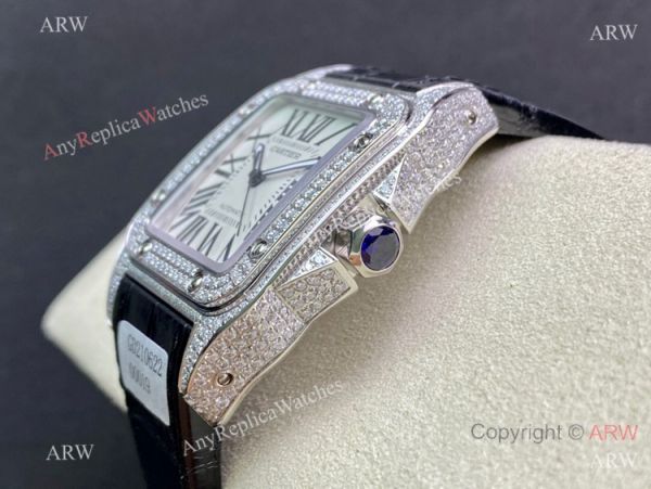 Swiss Quality Iced Out Cartier Santos De Watch Sapphire Crystal Swiss Quality Iced Out Cartier Santos De Watch Sapphire Crystal