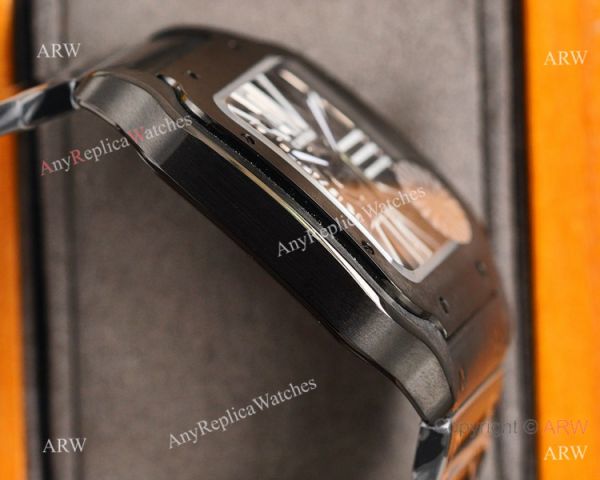 New Replica Santos de Cartier Skeleton watch All Black Swiss Quality New Replica Santos de Cartier Skeleton watch All Black Swiss Quality