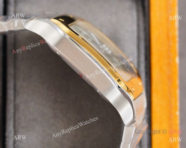 New Cartier Alberto Santos-Dumont Green Two Tone Watch Sapphire Crystal New Cartier Alberto Santos-Dumont Green Two Tone Watch Sapphire Crystal
