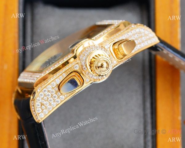 Iced Out Cartier Roadster Chronograph Watches Yellow Gold Case Iced Out Cartier Roadster Chronograph Watches Yellow Gold Case