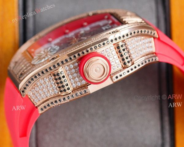 (RM Factory) Knockoff Richard Mille Rm010 Rose Gold Skeleton Watch Red Rubber Strap (RM Factory) Knockoff Richard Mille Rm010 Rose Gold Skeleton Watch Red Rubber Strap