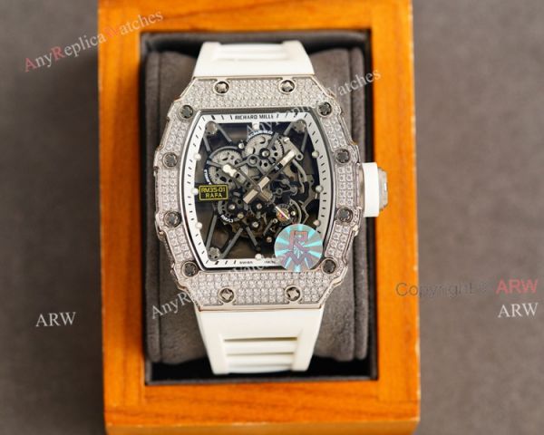 (RM Factory) Clone Richard Mille RM035-01 Orange Rubber Strap Knockoff Watch With Diamonds (RM Factory) Clone Richard Mille RM035-01 Orange Rubber Strap Knockoff Watch With Diamonds