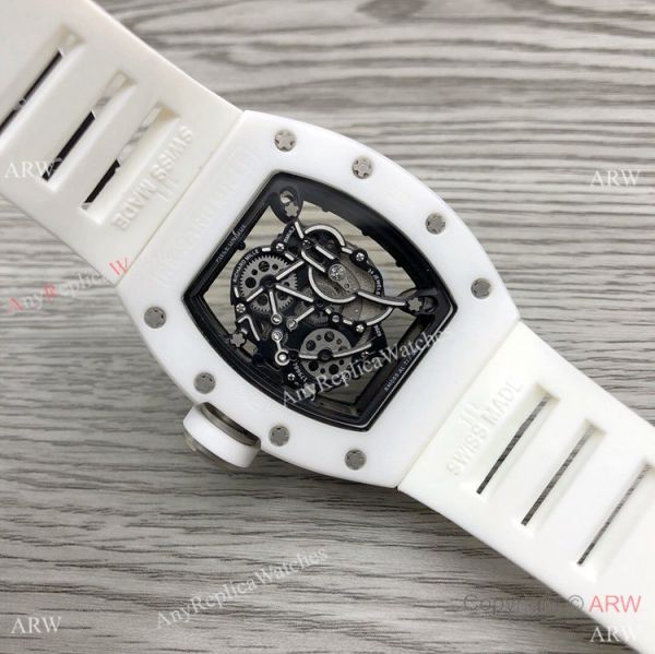 RM Factory Richard Mille RM055 White Ceramic Watch White Rubber Strap RM Factory Richard Mille RM055 White Ceramic Watch White Rubber Strap