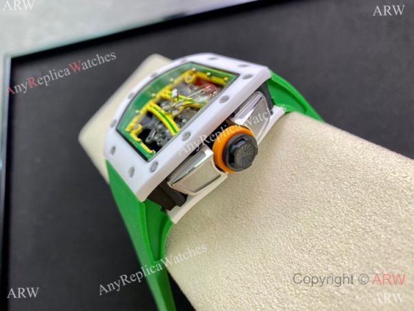 Super Clone Richard Mille Rm 59-01 Yohan Blake Tourbillon Watch White CeramicGreen Rubber Strap Super Clone Richard Mille Rm 59-01 Yohan Blake Tourbillon Watch White CeramicGreen Rubber Strap