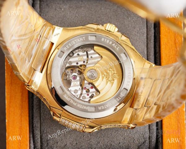 Swiss Grade Copy Patek Philippe Nautilus 9015 Ultra thin Watch 40 Diamond Dial All Gold Swiss Grade Copy Patek Philippe Nautilus 9015 Ultra thin Watch 40 Diamond Dial All Gold