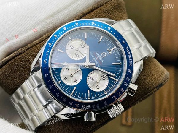 2021 New! Swiss Omega Speedmaster 7750 Watch Blue Bezel Stainless Steel 2021 New! Swiss Omega Speedmaster 7750 Watch Blue Bezel Stainless Steel