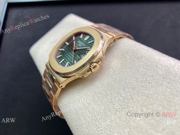 Swiss Copy Patek Philippe Nautilus Cal 324 sc Watch Rose Gold Olive Green Dial Swiss Copy Patek Philippe Nautilus Cal 324 sc Watch Rose Gold Olive Green Dial