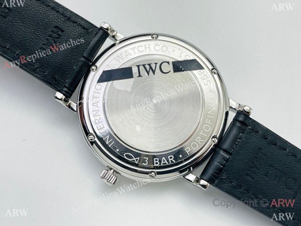 Swiss Replica IWC Portofino Moon watch IWS Factory Cal 35800 Watch Black Leather Strap Swiss Replica IWC Portofino Moon watch IWS Factory Cal 35800 Watch Black Leather Strap