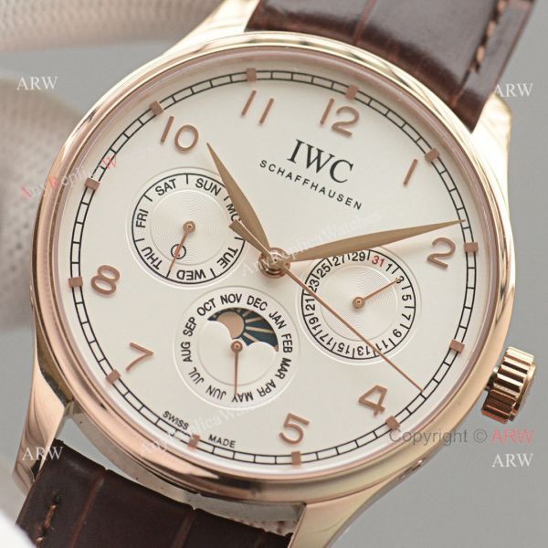 Replica IWC Portuguese Moonphase Gold Case White Face Watch Replica IWC Portuguese Moonphase Gold Case White Face Watch
