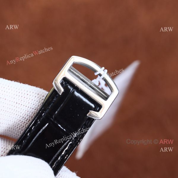 Copy Balloon Blue Cartier SS Silver Face Watch with Black Leather Strap Copy Balloon Blue Cartier SS Silver Face Watch with Black Leather Strap