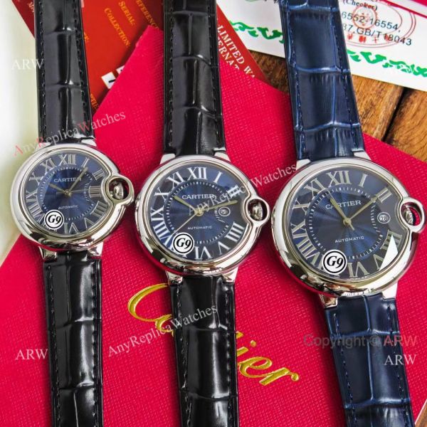 Fake Balloon Blue Cartier V6 Blue Dial Watch with Blue Leather Strap Fake Balloon Blue Cartier V6 Blue Dial Watch with Blue Leather Strap