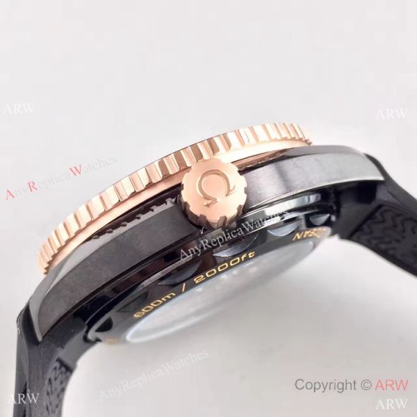 Swiss Replica Omega Seamaster Planet Ocean Deep Black GMT Ceramic Rose Gold Watch Swiss Replica Omega Seamaster Planet Ocean Deep Black GMT Ceramic Rose Gold Watch