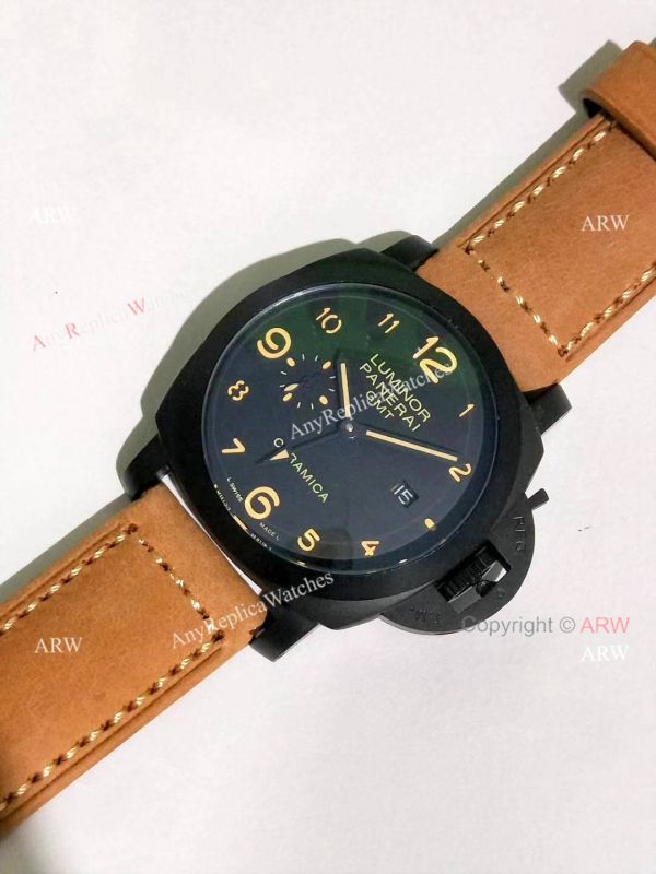 Copy Panerai Luminor GMT PAM0441 Watch Black Steel 44mm Copy Panerai Luminor GMT PAM0441 Watch Black Steel 44mm