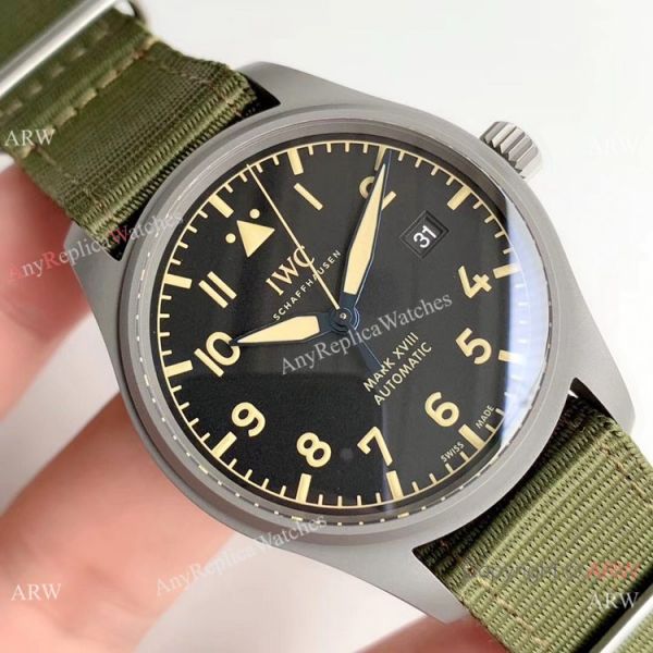 Swiss IWC Mark XVIII Replica Watch Titanium Green Nato Strap M+ Factory Swiss IWC Mark XVIII Replica Watch Titanium Green Nato Strap M+ Factory