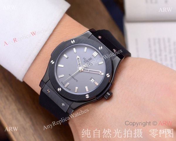 Copy Hublot Classic Fusion 42mm Watch SS Black Bezel Copy Hublot Classic Fusion 42mm Watch SS Black Bezel