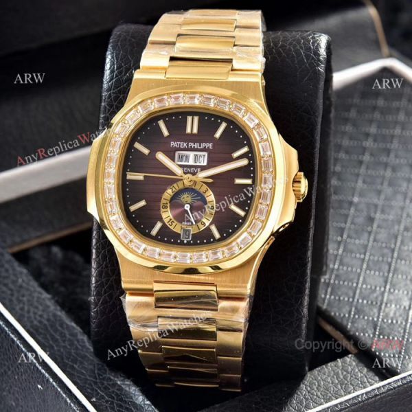 Wholesale Copy Patek Philippe Annual Calendar Watches Yellow Gold with Diamond Wholesale Copy Patek Philippe Annual Calendar Watches Yellow Gold with Diamond