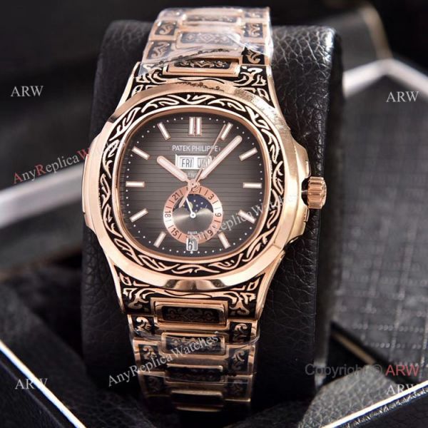 Patek Philippe Annual Calendar Copy Watches Rose Gold Engraving Patek Philippe Annual Calendar Copy Watches Rose Gold Engraving