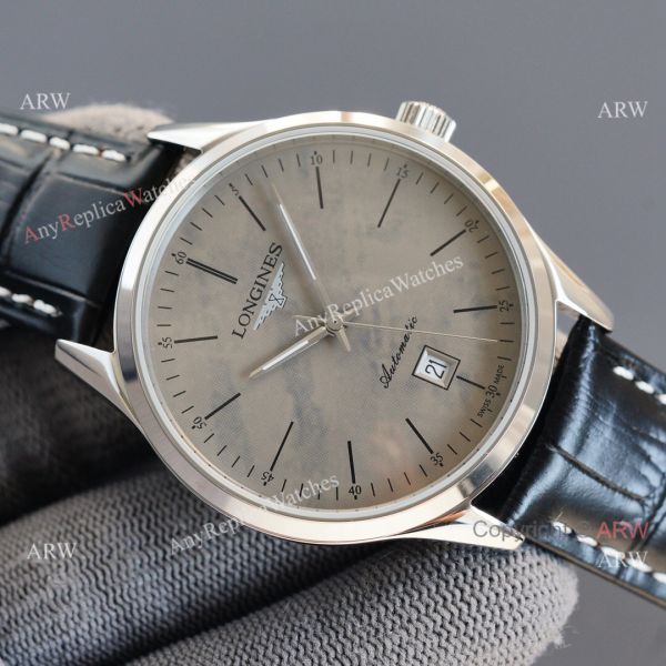 Replica Longines Elegant Gray Meteorite Texture Dial Black Leather Strap Watch 8215 Movement Replica Longines Elegant Gray Meteorite Texture Dial Black Leather Strap Watch 8215 Movement