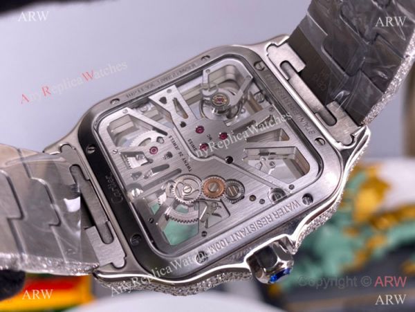 TW Factory Santos de Cartier Skeleton Watch Iced Out Cartier Automatic TW Factory Santos de Cartier Skeleton Watch Iced Out Cartier Automatic