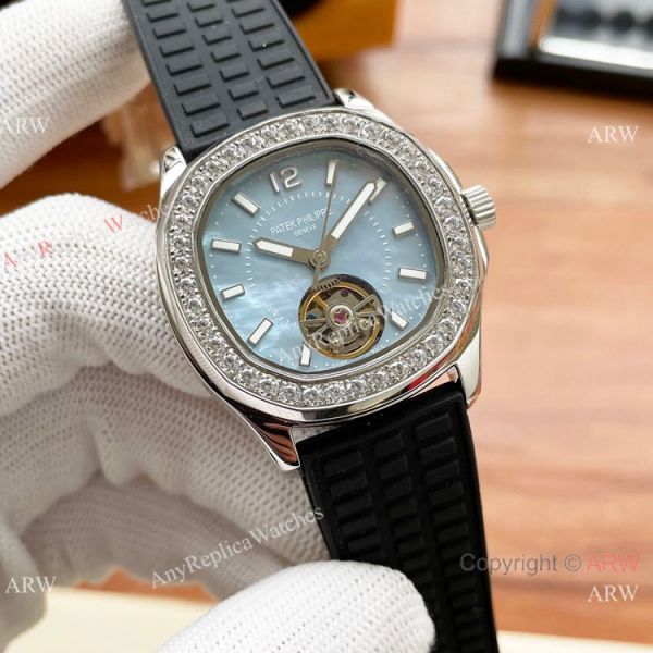 Clone Patek Philippe Lady Tourbillon Automatic Watches White MOP Dial Clone Patek Philippe Lady Tourbillon Automatic Watches White MOP Dial