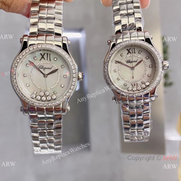 Faux Chopard Happy Sport Quartz Watch Pink Mop Dial Diamond Bezel Faux Chopard Happy Sport Quartz Watch Pink Mop Dial Diamond Bezel