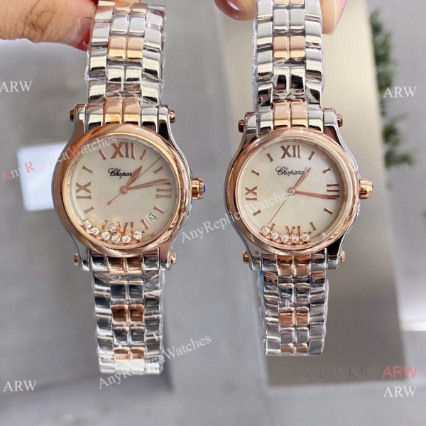 Copy Chopard Happy Sport Coral red 2-Tone Rose Gold Watches Copy Chopard Happy Sport Coral red 2-Tone Rose Gold Watches