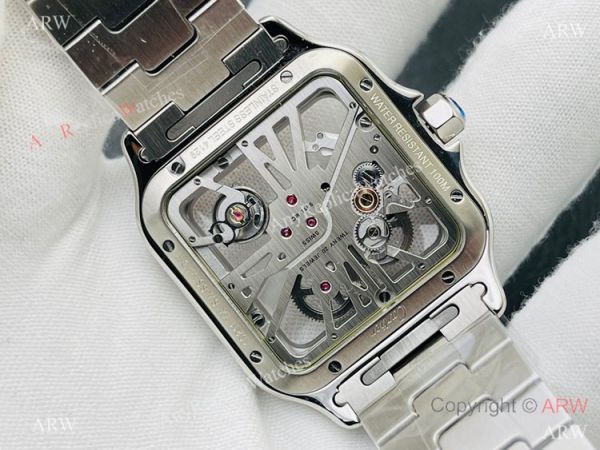 V8 Factory Super Clone Cartier Skeleton Santos Swiss Ronda4S20 Watch Two Tone Rose Gold V8 Factory Super Clone Cartier Skeleton Santos Swiss Ronda4S20 Watch Two Tone Rose Gold